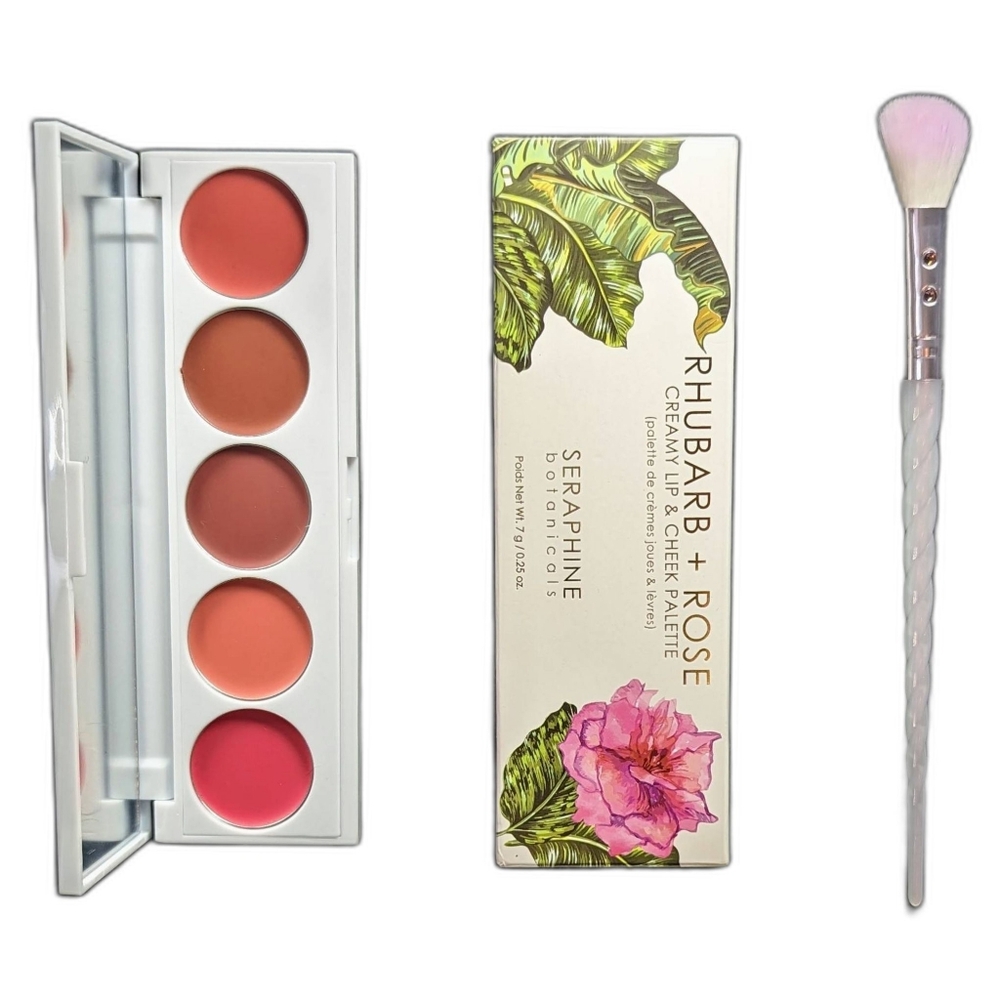 Seraphine Botanicals Cream Lip Cheek Palette & SLMISSGLAM Blush Brush Bundle
